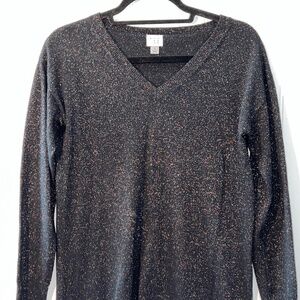 Target A NEW DAY Black & Rainbow Sparkle V Neck Sweater Size L